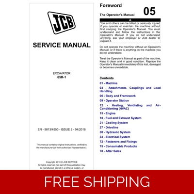 JCB 65R-1 EXCAVATOR SERVICE REPAIR MANUAL JCB 65R-1 EXCAVATOR SERVICE REPAIR MANUAL